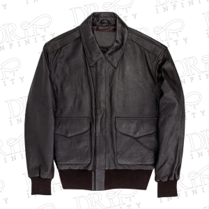 Alpha Black Goatskin Modern A-2 Bomber Leather Jacket